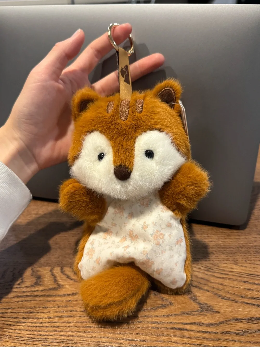 Cute Squirrel Bean Bag Plush – 6.3” Floral Outfit Stuffed Animal Keychain